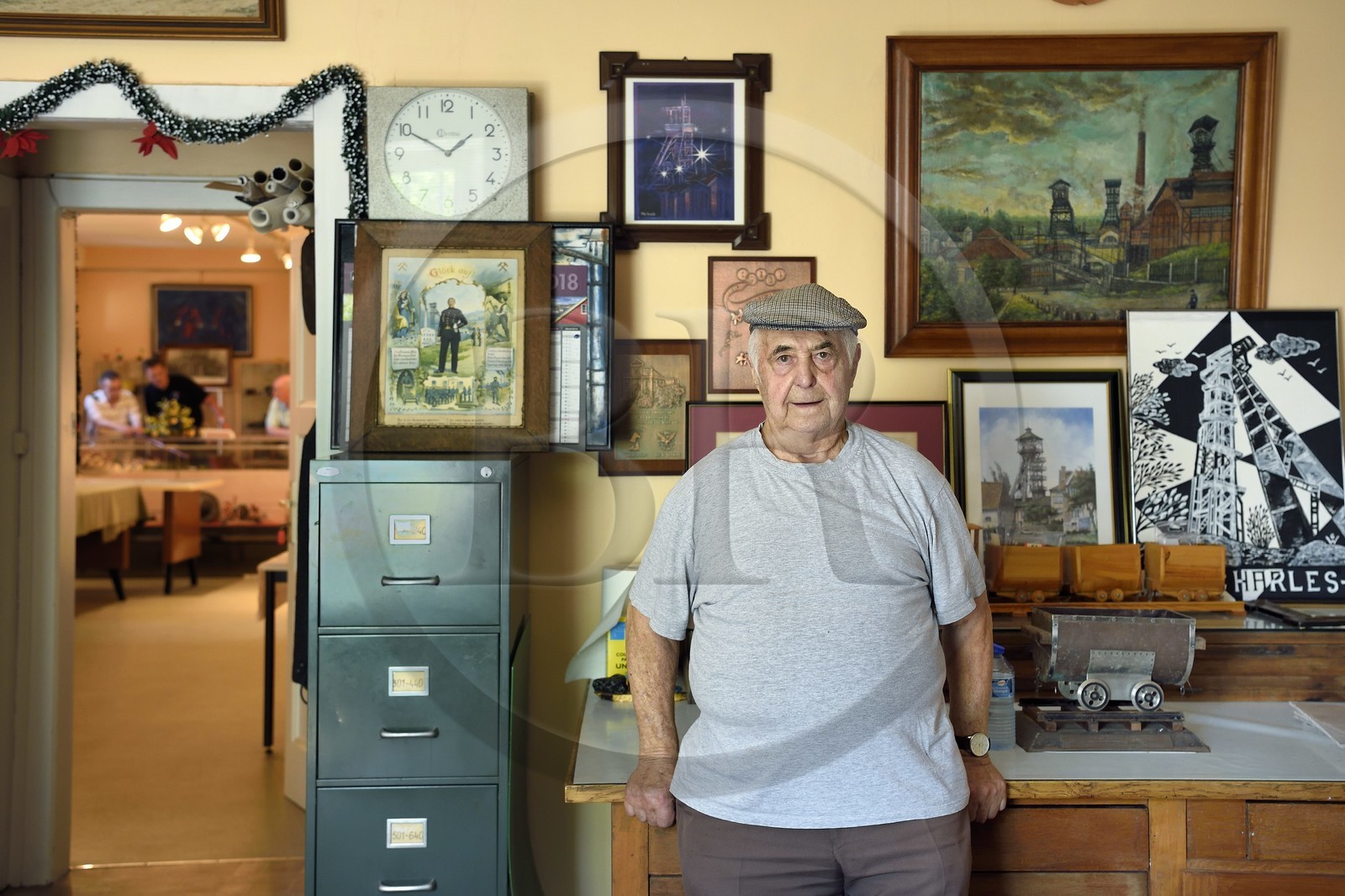 France, Moselle (57), Petite-Rosselle, association les amis du puits St Charles, l'ancien mineur Alfred Rothenmacher