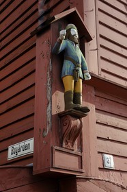 Norvège, comté de Hordaland, Bergen, maisons en bois du quartier de Bryggen, classé Patrimoine Mondial de l'UNESCO, ancien comptoir de la ligue hanséatique (la Hanse)