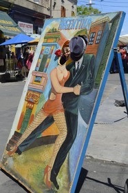 Argentine, Buenos Aires, quartier de La Boca, panneau pour photo souvenir tango rue du Dr del Valle Iberlucea