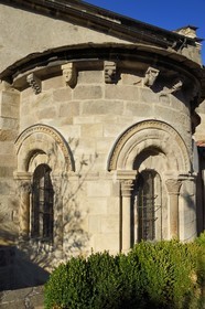 France, Haute-Loire (43), Blesle, labellisé Les Plus Beaux Villages de France, église de l'ancienne abbaye Saint Pierre de style roman auvergnat, site clunisien