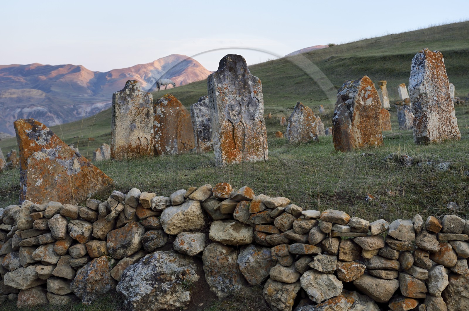 Azerbaïdjan, région de Quba (Guba), chaine de montagne du Grand Caucase, village de Giriz, pierres tombales musulmanes