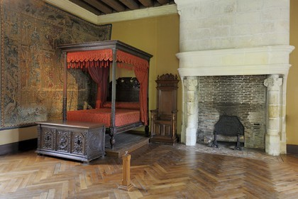 France, Indre-et-Loire (37), Vallée de la Loire classée Patrimoine Mondial de l' UNESCO, château d' Azay-le-Rideau, chambre renaissance