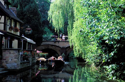 France, Haut-Rhin (68), Colmar, petite Venise, quartier de la Krutenau le Lauch: la campagne au centre ville