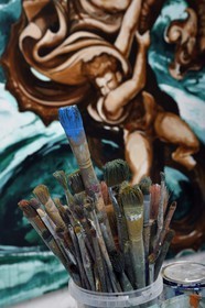 France, Val-de-Marne (94), Yvry-sur-Seine, Atelier de Fred Kleinberg, travail pour l'exposition Odyssée