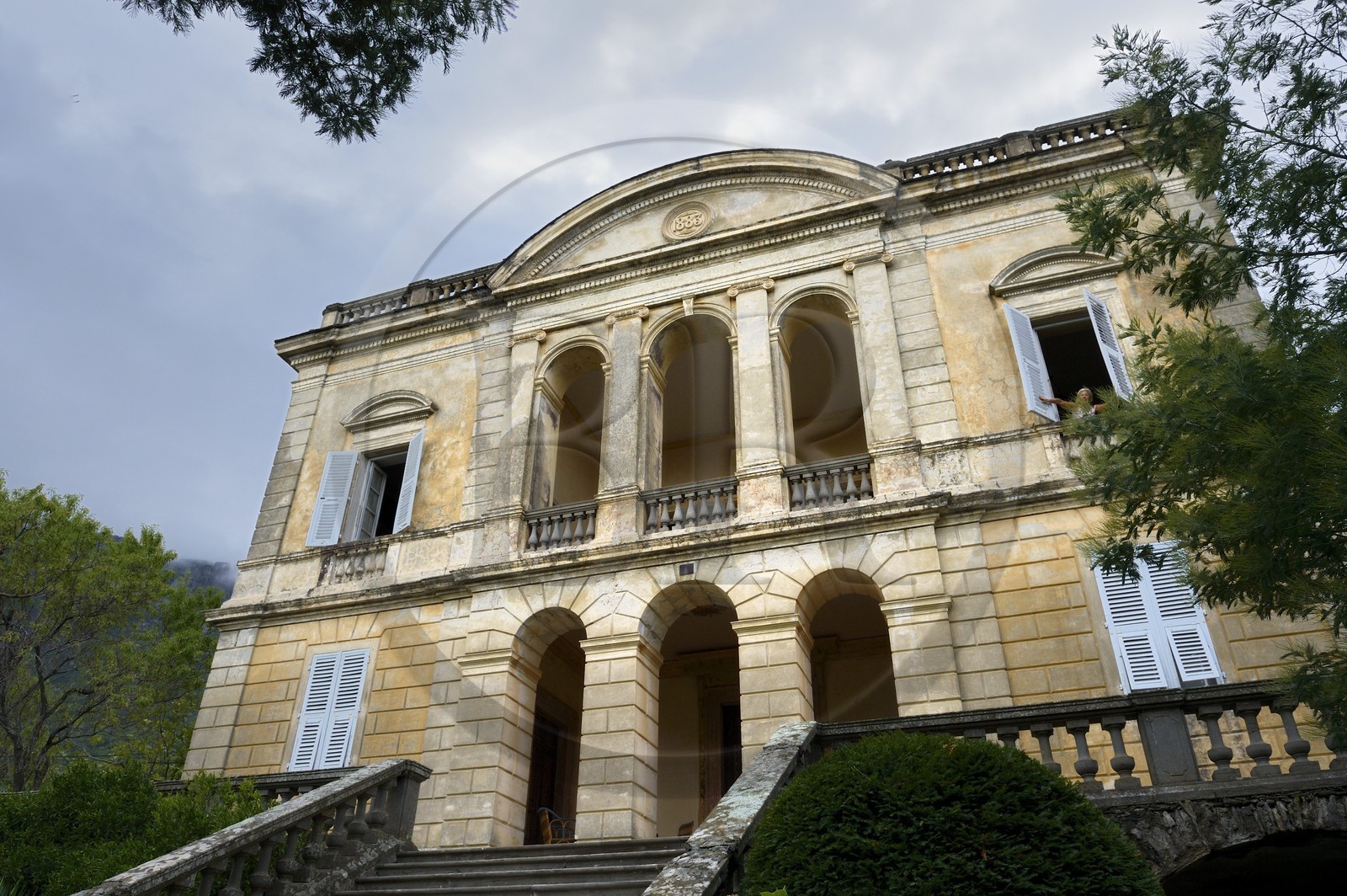 France, Haute-Corse (2B), Cap Corse, Sisco, la villa Saint-Pierre (Palazzi ou Maison d'Americain) dont le premier propriétaire fit fortune les mines d’or au Vénézuela