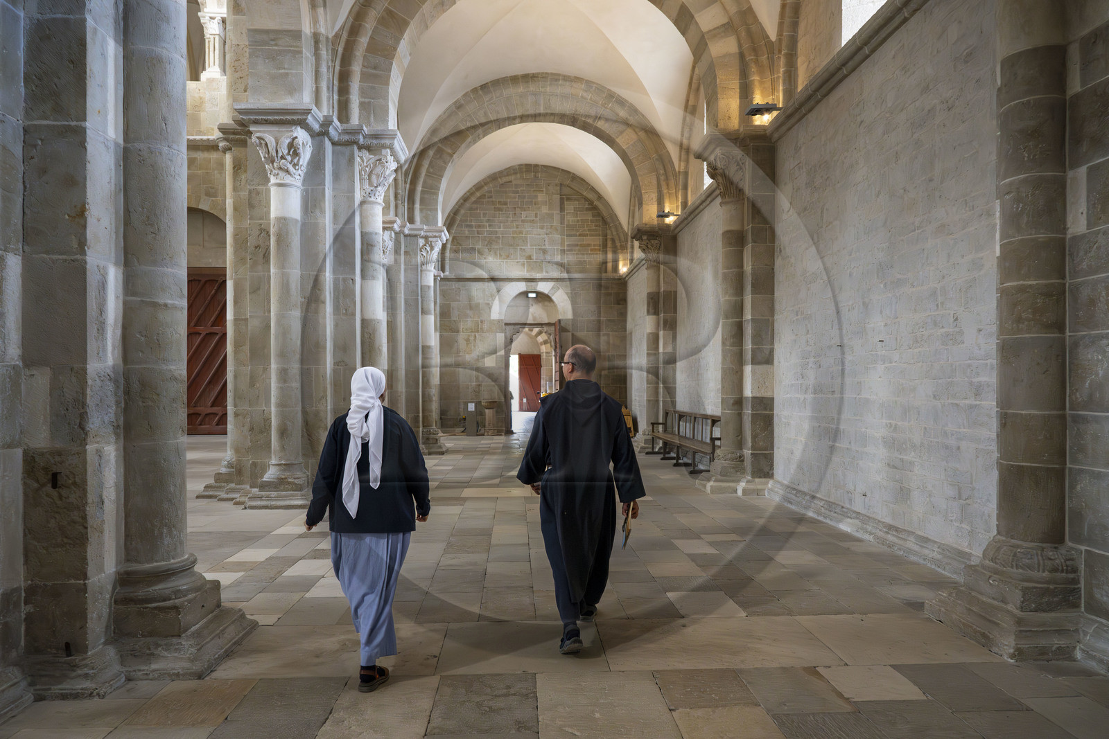 France, Yonne (89), parc naturel régional du Morvan, Vézelay, classé au Patrimoine Mondial de l'UNESCO, labellisé Les Plus Beaux Villages de France, point de départ de l'une des principales voies de pèlerinage de Saint-Jacques-de-Compostelle, la basilique Sainte-Marie-Madeleine