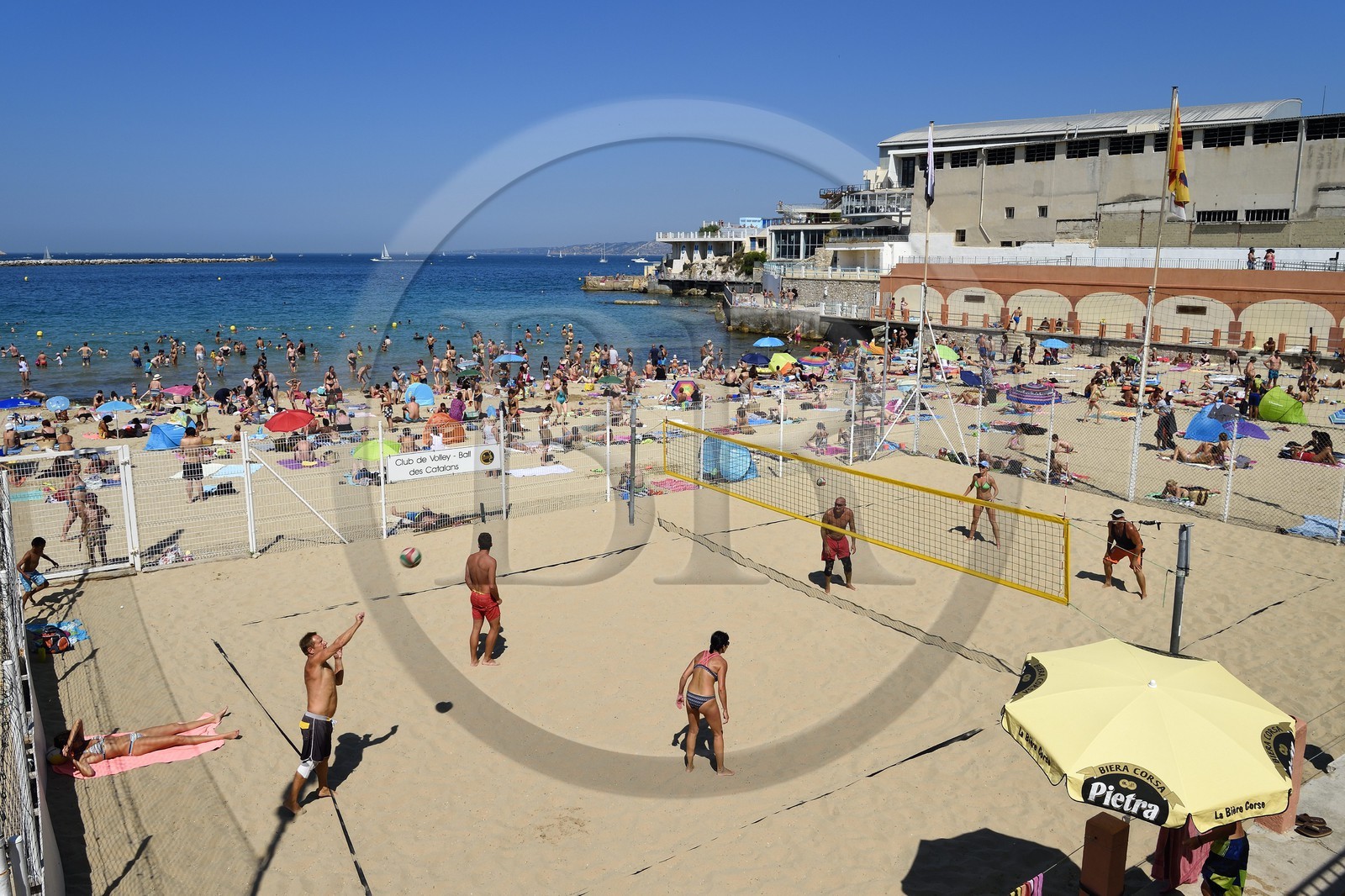 France, Bouches-du-Rhône (13), Marseille, quartier des Catalans, plage des Catalans