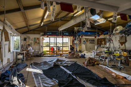 France, Vendée (85), Ile de Noirmoutier, Noirmoutier-en-l'Ile,  la voilerie Burgaud labellisée EPV Entreprise du Patrimoine Vivant