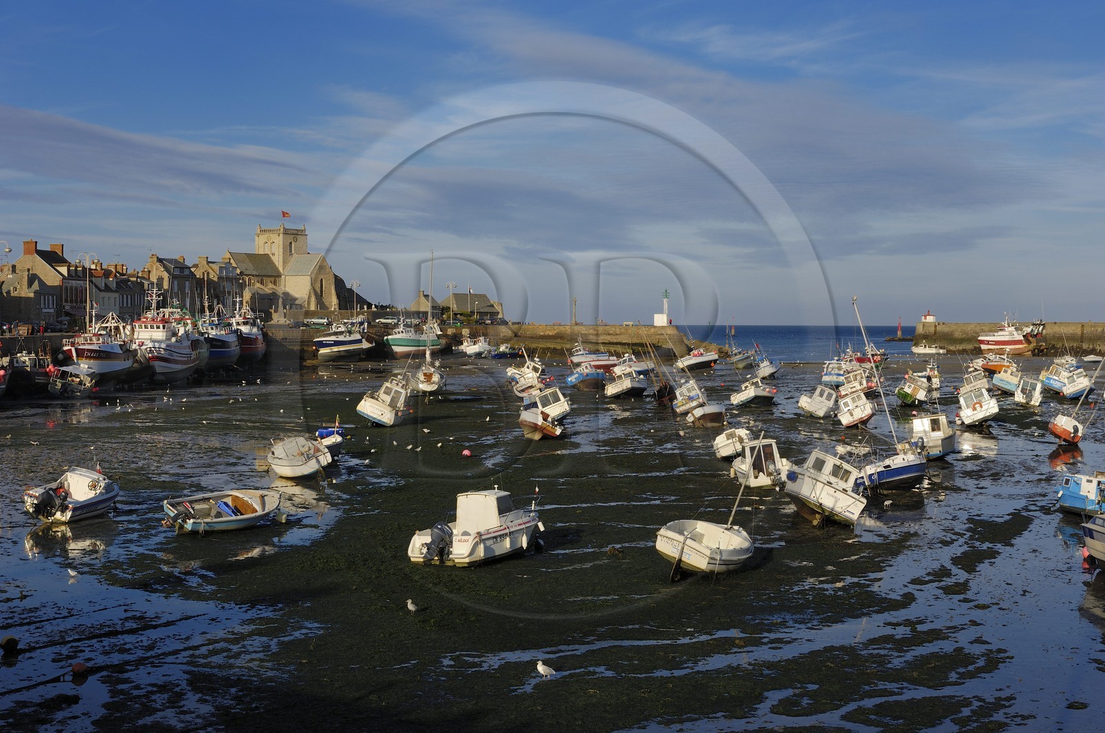 France, Manche (50), Val de Saire, port de Barfleur à marée basse, labellisé Les Plus Beaux Villages de France