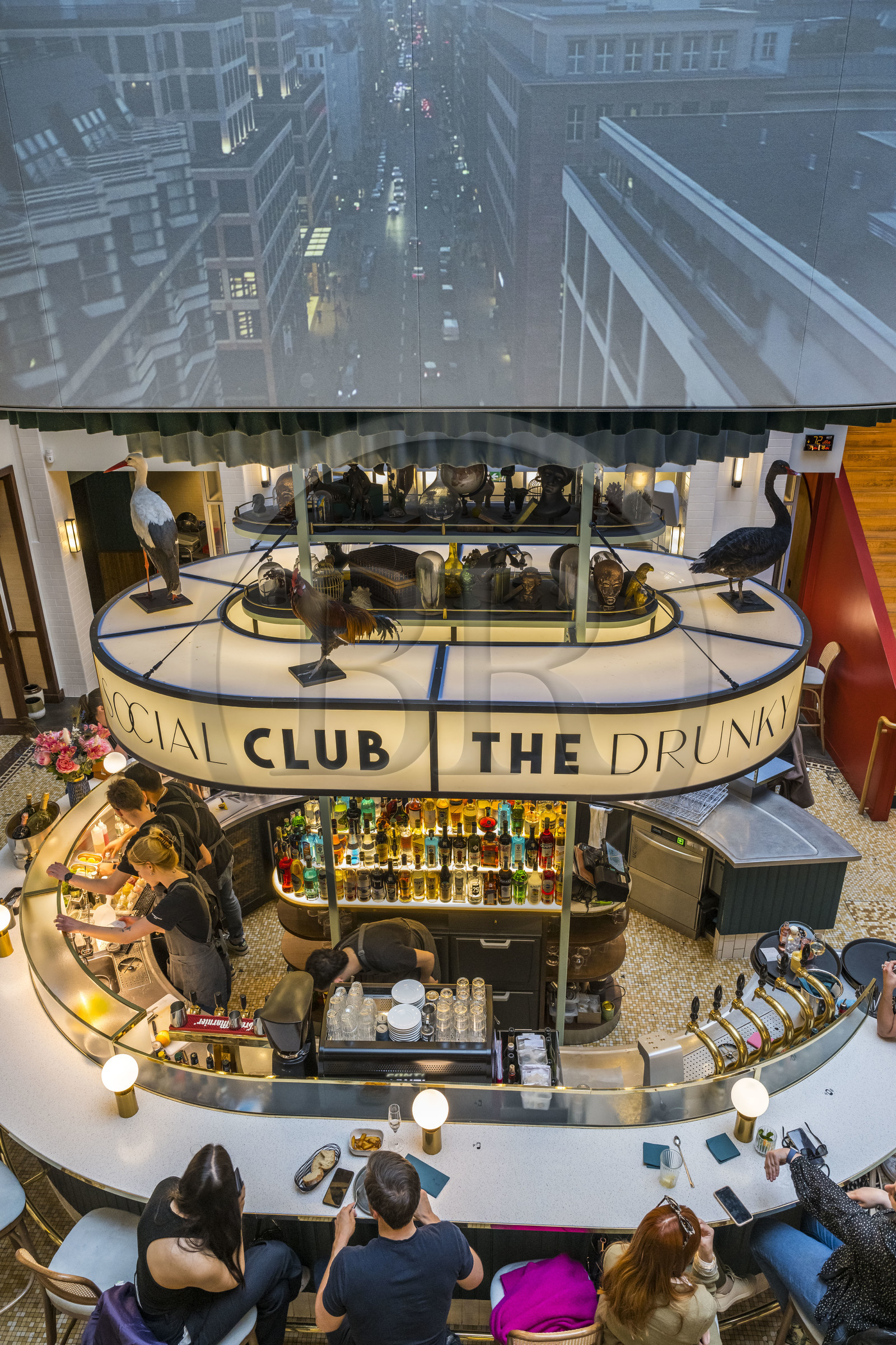 France, Bas-Rhin (67), Strasbourg, le restaurant Druncky Stork Social Club installé dans les locaux d'une ancienne banque rue du Vieux-Marché-aux-Vins