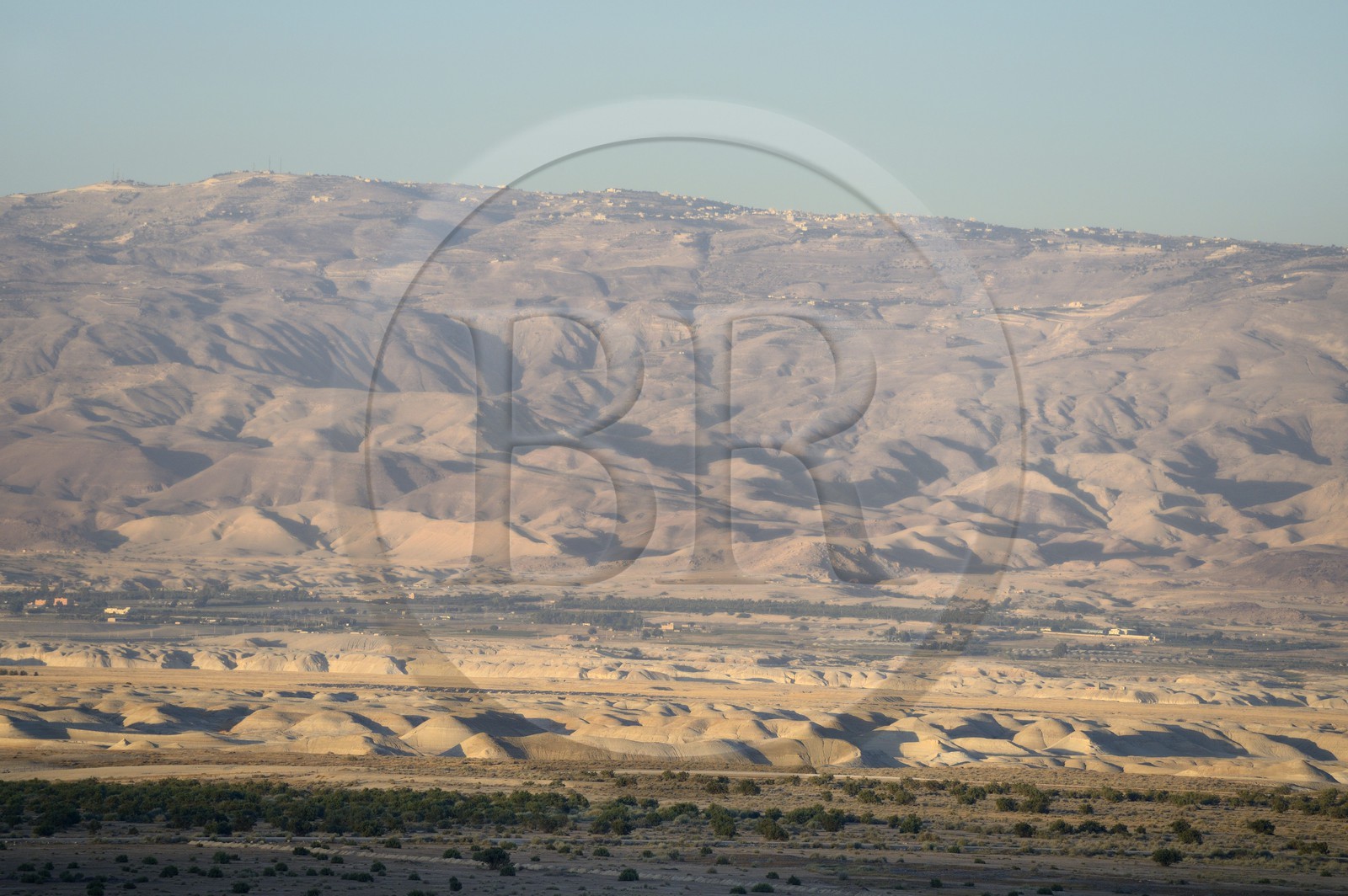 Israel, district Nord, Basse Galilée, la vallée du Jourdain et les montagne de Jordanie en arrière plan