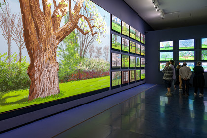 France, Paris (75), Bois de Boulogne, la fondation Louis Vuitton de l'architecte Frank Gehry, exposition David Hockney 25, 220 for 2020, peinture et animation sur iPad