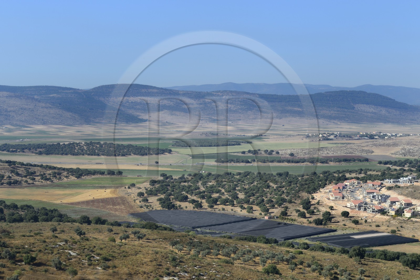 Israel, district du nord, Galilée, vallée de Jezreel vers Nazareth, champs autour du Kibboutz de Hosha'Aya