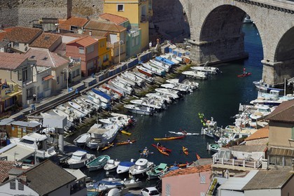 France, Bouches-du-Rhône (13), Marseille, quartier d'Endoume, le Vallon des Auffes