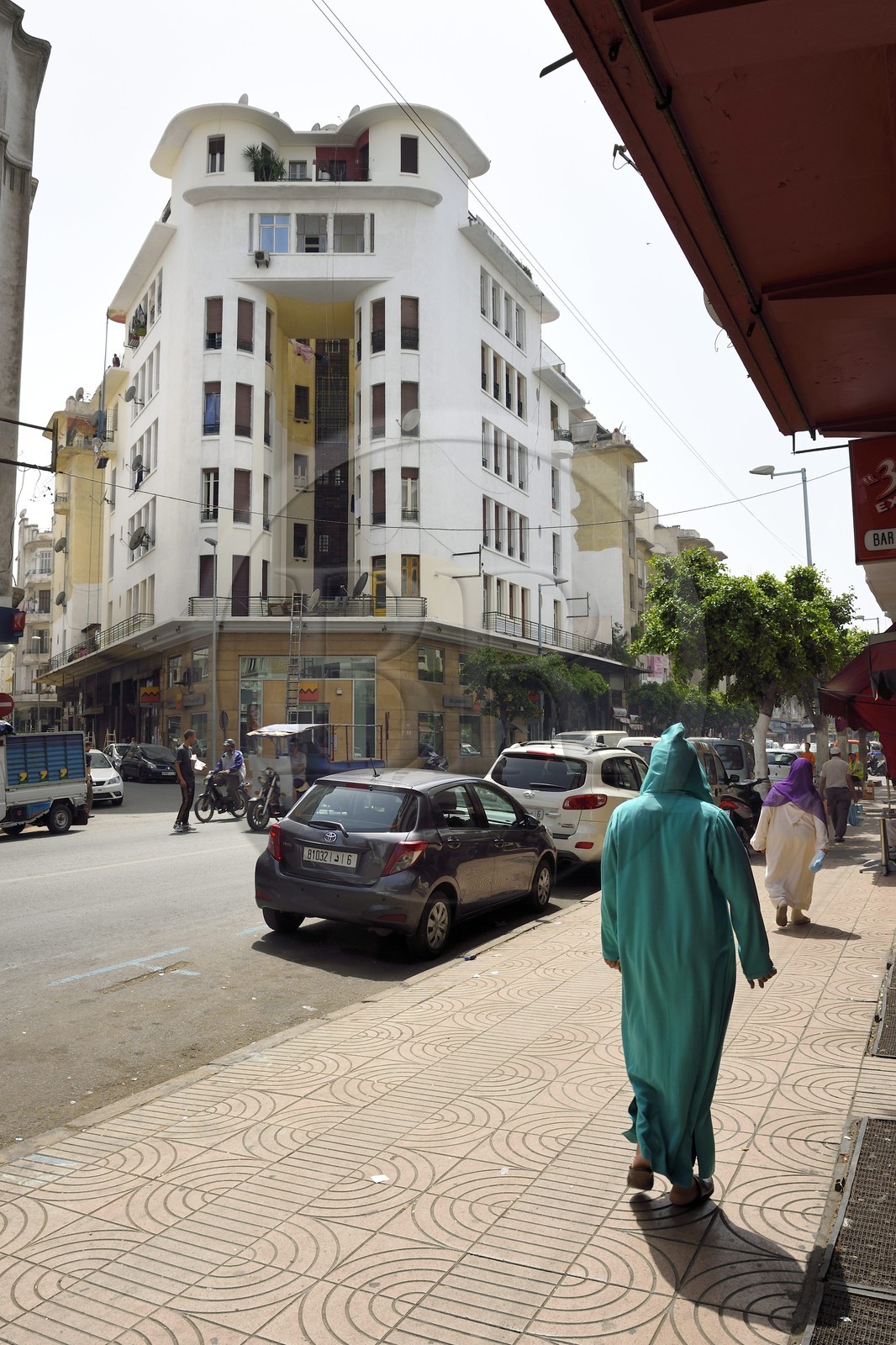 Maroc, Casablanca, immeuble Levy-Bendayan avenue Lalla Yacout construit en 1929 par l'architecte Marius Boyer