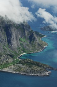 Norvège, Nordland, Iles Lofoten, Ile de Skrova (vue aérienne)