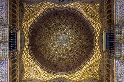 Espagne, Andalousie, Séville, Alcazar de Séville (Reales Alcazares de Sevilla), classé Patrimoine Mondial de l'UNESCO, Palais mudéjar ou de Pierre Ier, salon des Ambassadeurs (salon de Embajadores)