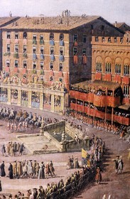 Italie, Toscane, Sienne, le Palio sur la Piazza del Campo (collection de peinture Monte dei Paschi)