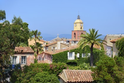 France, Var (83), Saint-Tropez,  église paroissiale Notre-Dame de l'Assomption depuis la citadelle