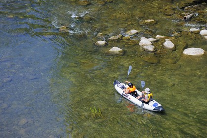France, Hérault (34), vallée de l' Orb, descente en canoë-kayak de la rivière Orb au moulin de Travassac à Mons la Trivalle