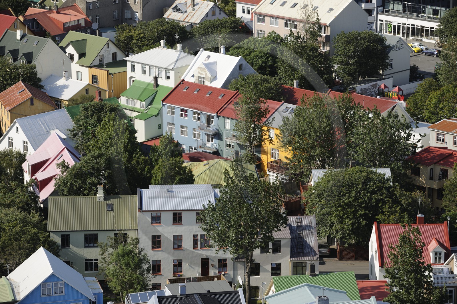 Islande, Reykjavik, les toits colorés de la vieille ville