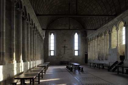 France, Manche (50), l'abbaye du Mont-Saint-Michel, classé Patrimoine Mondial de l'UNESCO, la Merveille, le réfectoire des moines
