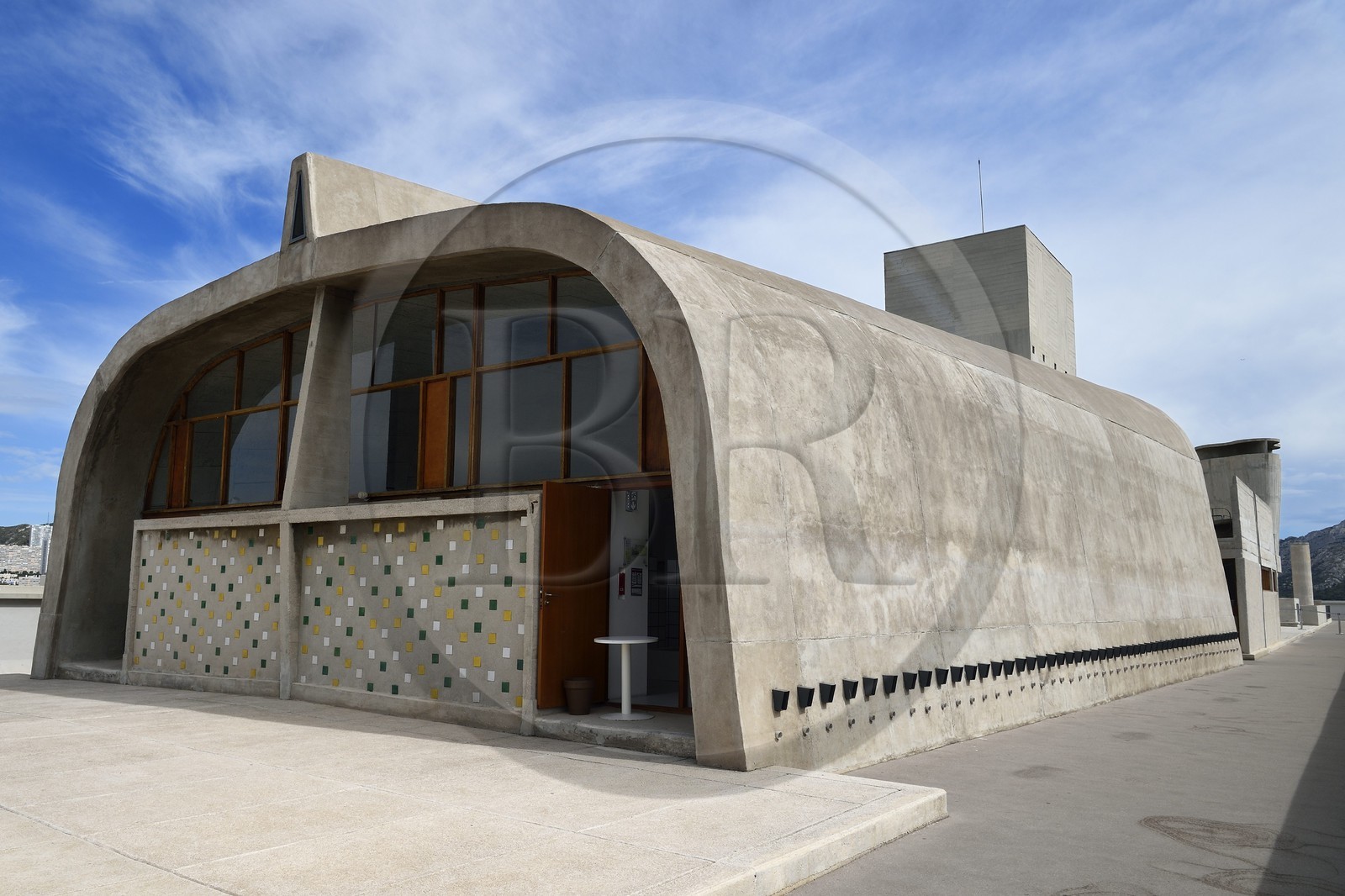 France, Bouches-du-Rhône (13), Marseille, oeuvre architecturale de Le Corbusier, classée Patrimoine Mondial de l'UNESCO, la Cité Radieuse par l'architecte Le Corbusier, toit-terrasse