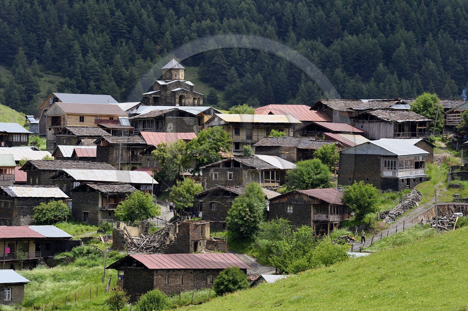 Géorgie, Kakheti, Parc national de Touchétie, village de Shenako