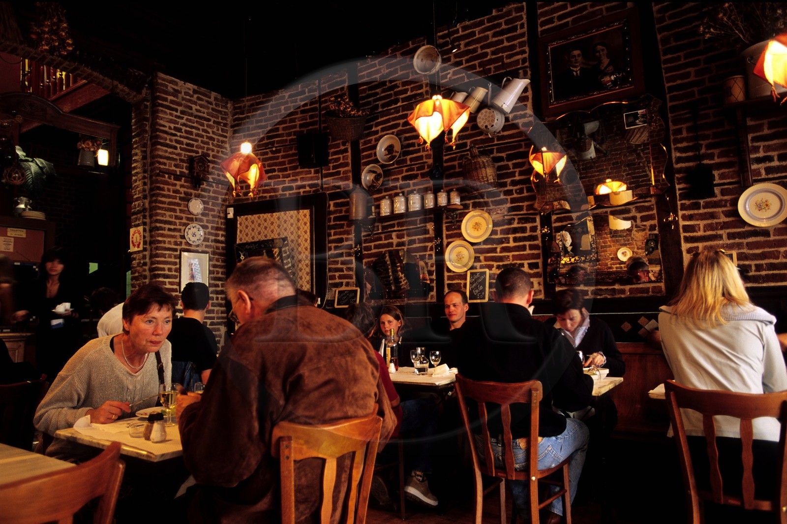France, Nord (59), Lille, intérieur d'un Estaminet (café ou restaurant traditionnel)