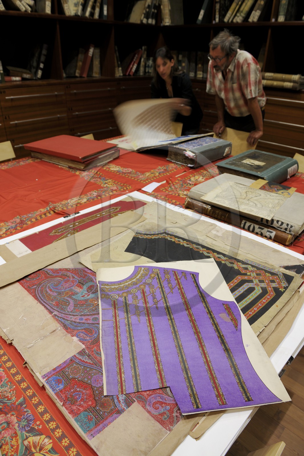 France, Haut-Rhin (68), Mulhouse, musée de l’Impression sur Étoffes, Service d’utilisation des documents (SUD), bibliothèque textile qui donne accès à la plus importante collection d’imprimés au monde