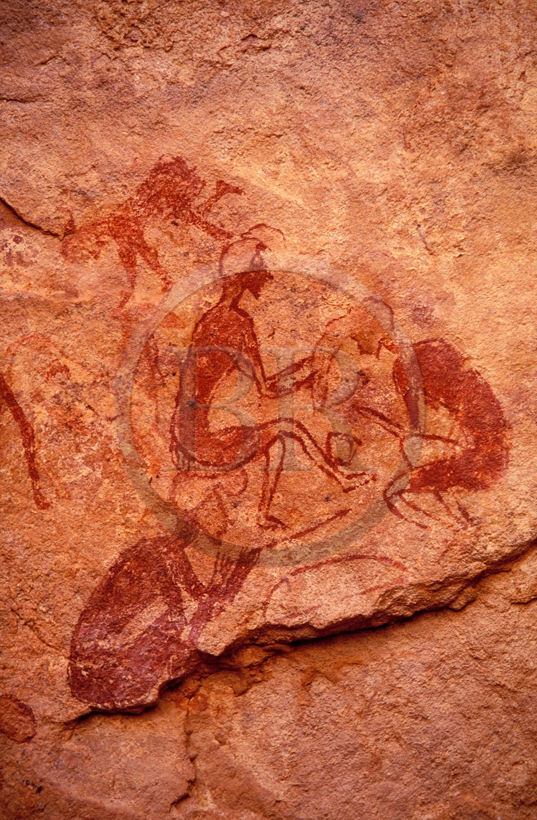 Libye, région du désert, Le Fezzan (Sahara), Tadrart-Akakus, peintures rupestres du Wadi Teshwinat dit le salon de coiffure