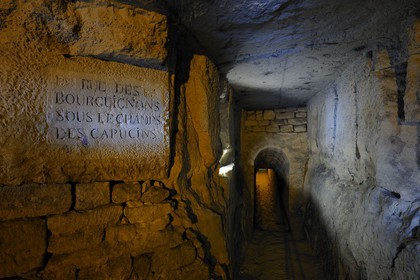 France, Paris (75), la carrière des Capucins sous l'hopital Cochin, nom des anciennes rues en surface