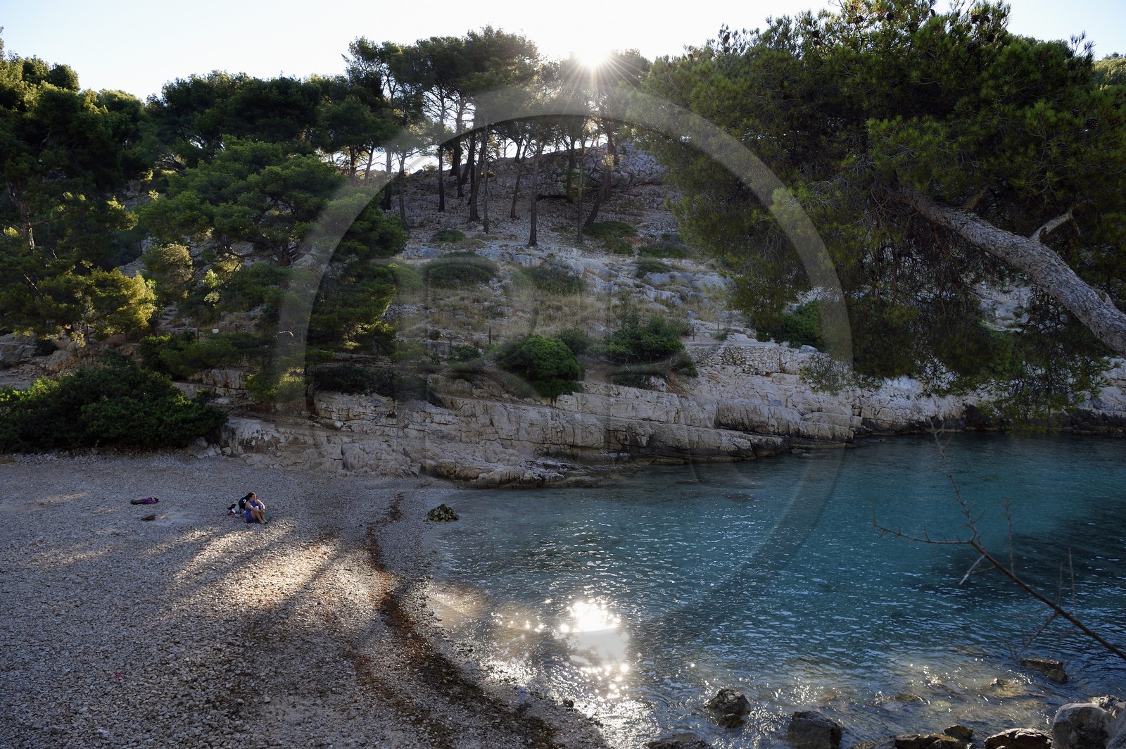 France, Bouches-du-Rhône (13), Marseille, Parc national des Calanques, plage de la Calanque de Port-Pin (demande d'autorisation nécessaire avant publication)