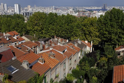 France, Paris (75), 20ème arr, La campagne à Paris du quartier Mouzaïa maisons avec jardins au coeur de la ville