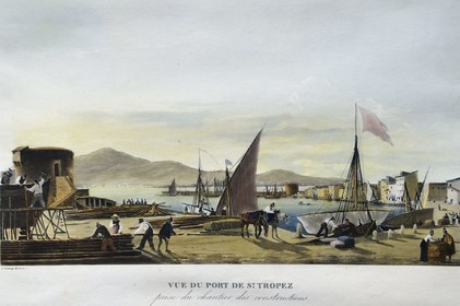 France, Var (83), Saint-Tropez, citadelle du XVIe siècle, musée d'Histoire maritime tropézienne, les chantiers navals de l'annonciade vers 1830