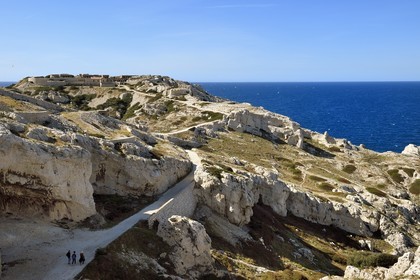France, Bouches-du-Rhône (13), Marseille, Parc National des Calanques, Archipel des Iles du Frioul, Ile de Pomègues, fort et batterie française de Caveaux