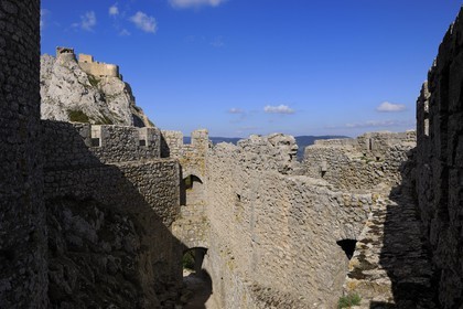 France, Aude (11), Pays Cathare, le château de Peyrepertuse du XIIe siecle