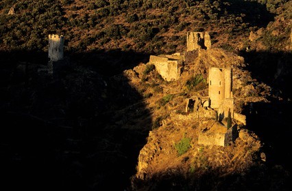 France, Aude (11), ruines du château de Lastours