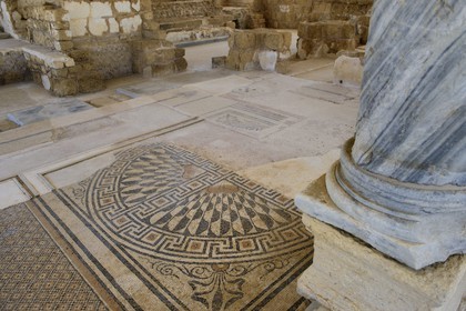 Israël, district d'Haifa, Césarée (Caesarea Maritima), ruines de Césarée, sol en mosaique d'une maison romaine