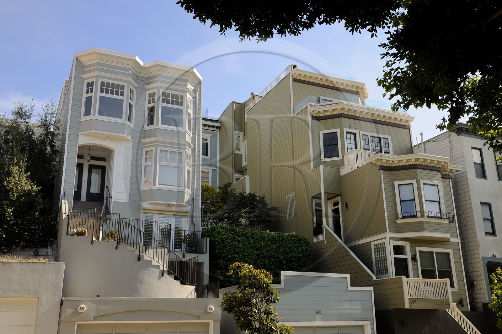 Etats-Unis, Californie, San Francisco, maisons en bois dans Lombard street dans le quartier de North Beach