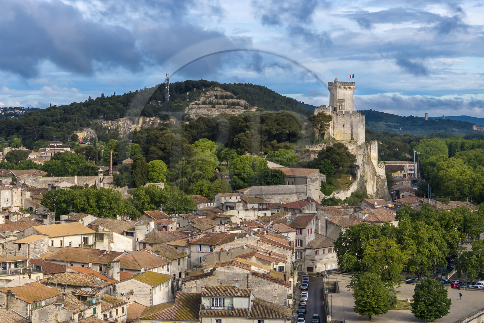 France (30), Gard, Beaucaire, le chateau de Beaucaire (vue aérienne)