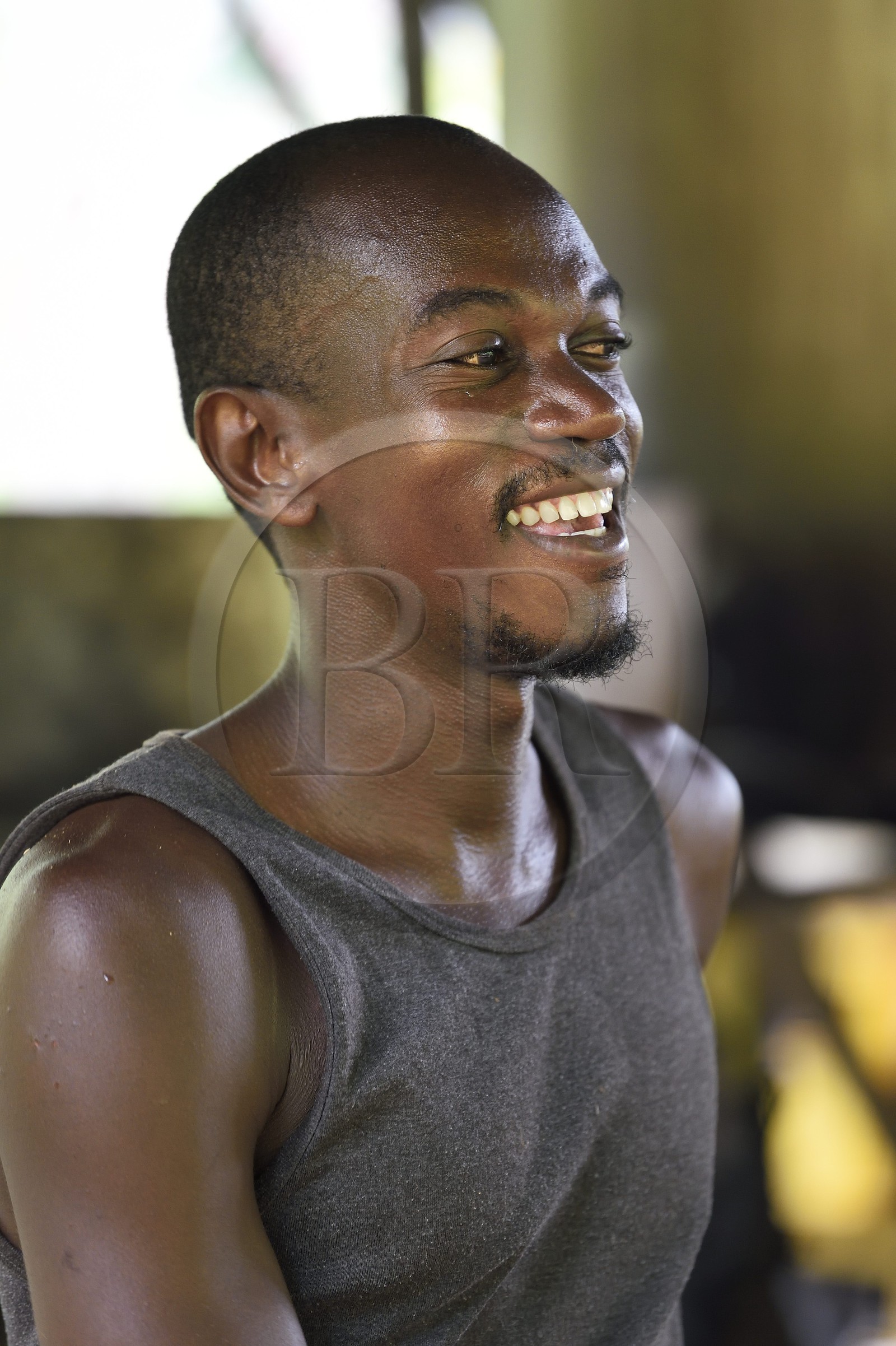 France, Ile de Mayotte, Grande-Terre, Ouangani, distillerie d'huile essentielle à base de pétales de fleurs d'ylang ylang (Cananga odorata) en alambic artisanal, Hassani Soulaimana son co-dirigeant