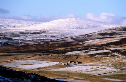 Royaume-Uni, Ecosse, Aberdeenshire, les collines enneigées