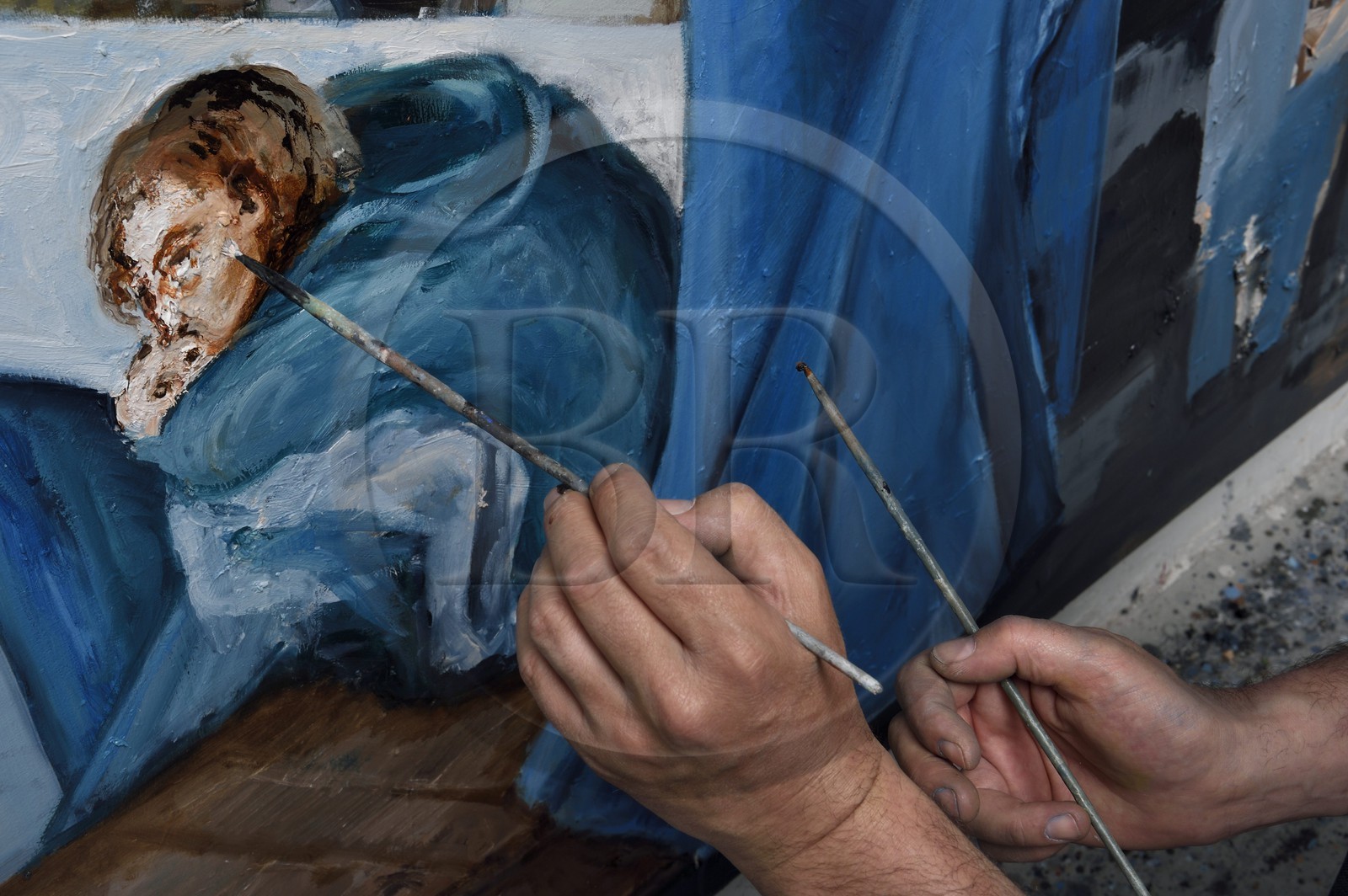 France, Val-de-Marne (94), Yvry-sur-Seine, Atelier de Fred Kleinberg, travail pour l'exposition Odyssée