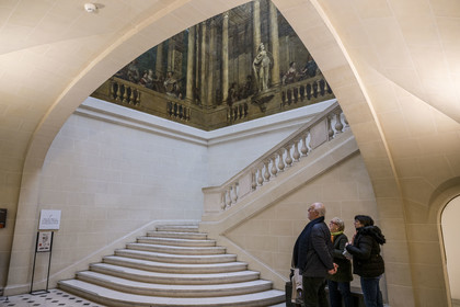France, Paris (75), quartier du Marais, Musée Carnavalet, escalier de l'hôtel de Luynes