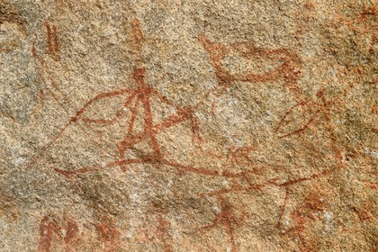 Zimbabwe, province de Matabeleland méridional, Matobo ou Matopos Hills National Park, classé Patrimoine Mondial de l'UNESCO, peintures rupestres