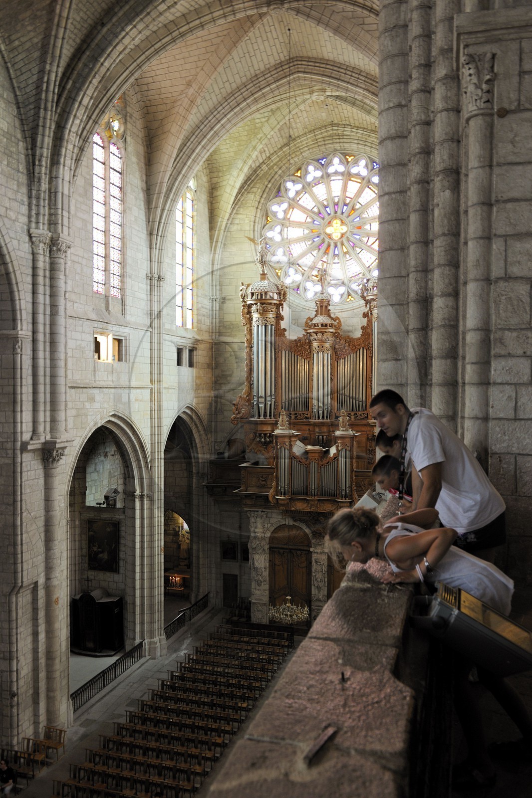 France, Hérault (34), Béziers, la cathédrale Saint-Nazaire, le buffet d'orgue dans la nef