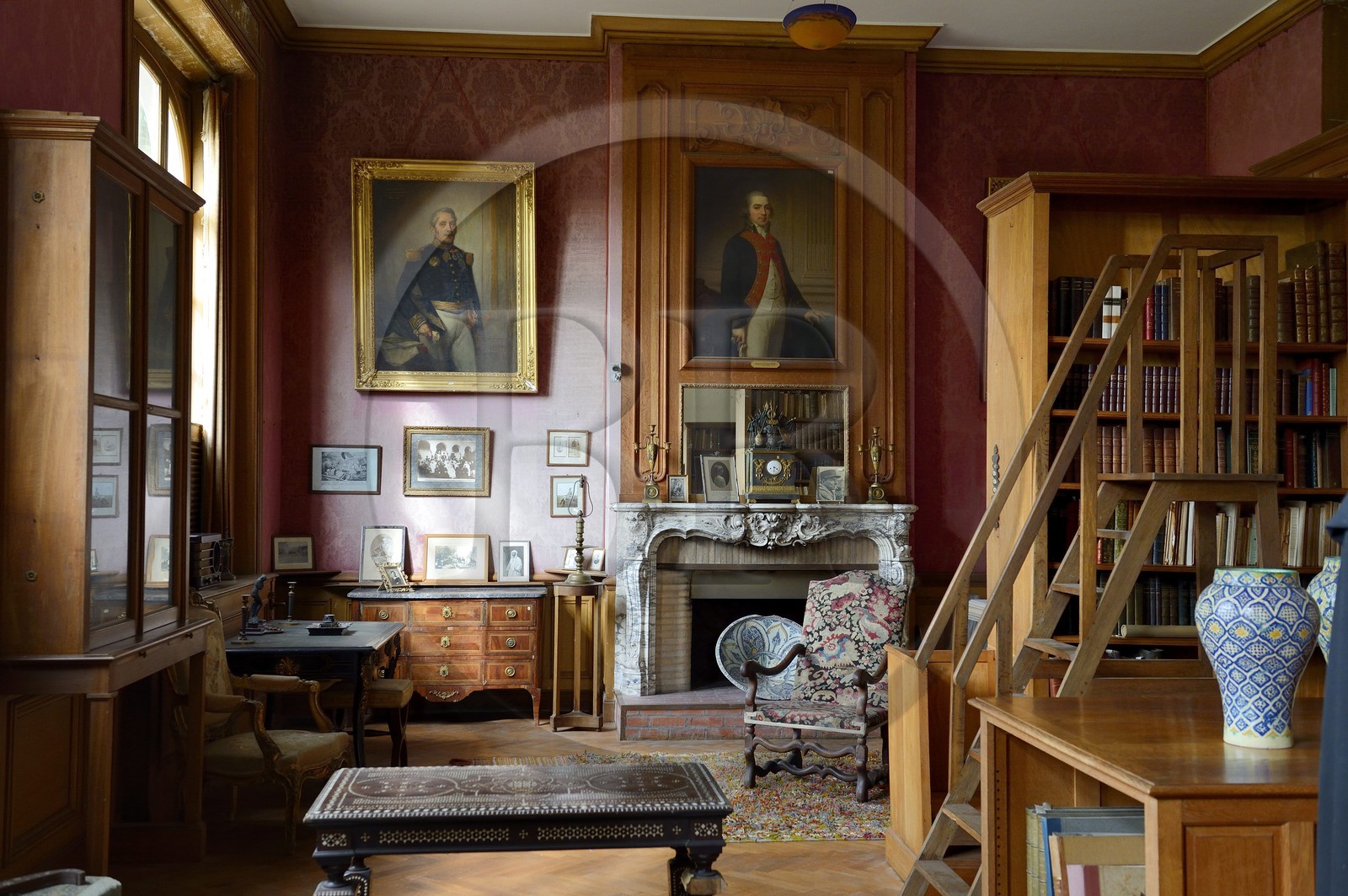France, Meurthe-et-Moselle (54), pays du Saintois, Thorey-Lyautey, chateau du maréchal Hubert Lyautey, sa bibliothèque