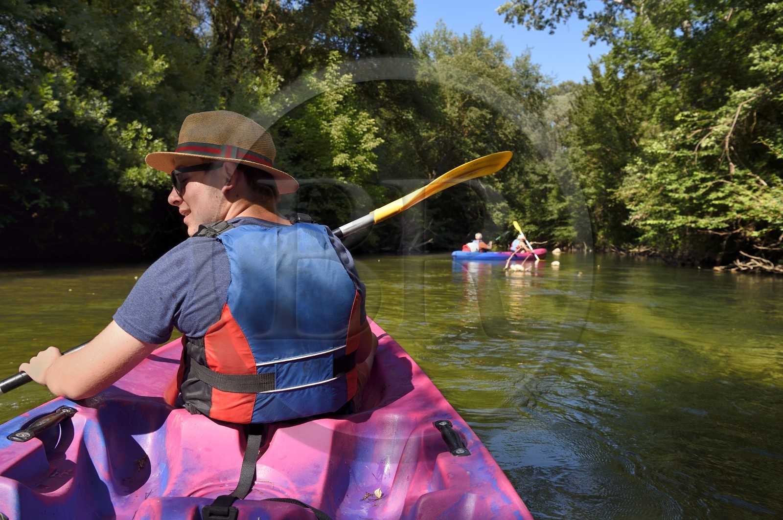 France, Var (83), Provence Verte, Vallée de l'Argens, canoë sur le fleuve Argens entre Carces et Le Thoronet