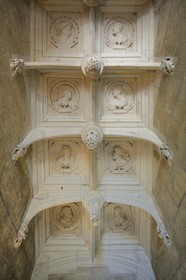 France, Indre-et-Loire (37), Vallée de la Loire classée Patrimoine Mondial de l' UNESCO, château d' Azay-le-Rideau, détail du plafond de l'escalier d'honneur